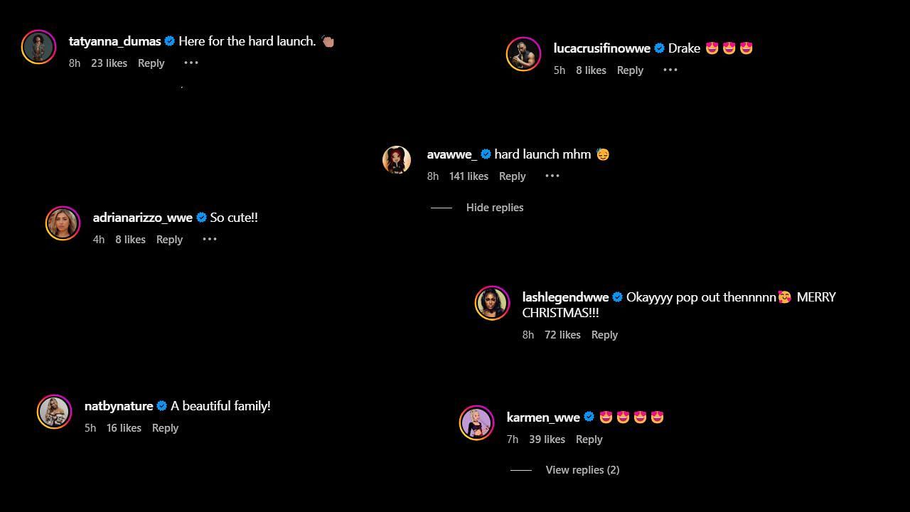 Stars comment on Roxanne's post (Credit: Roxanne on Instagram)